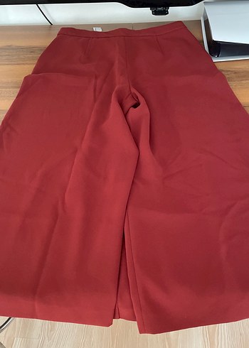 Kadın Kırmızı Pilili Midi Pantolonlu etek - Görsel 6