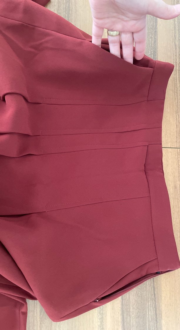 Kadın Kırmızı Pilili Midi Pantolonlu etek - Görsel 4