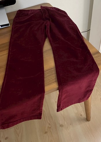 Bordo Kadın Süet Düğmeli Pantolon - Görsel 2