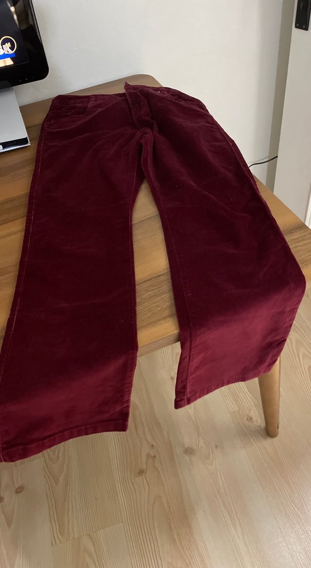 Bordo Kadın Süet Düğmeli Pantolon - Görsel 2