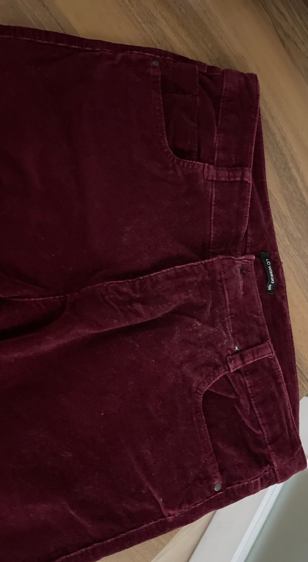 Bordo Kadın Süet Düğmeli Pantolon - Görsel 3