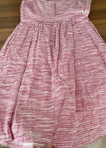 Pembe Straplez Midi Bohem Elbise - Görsel 5