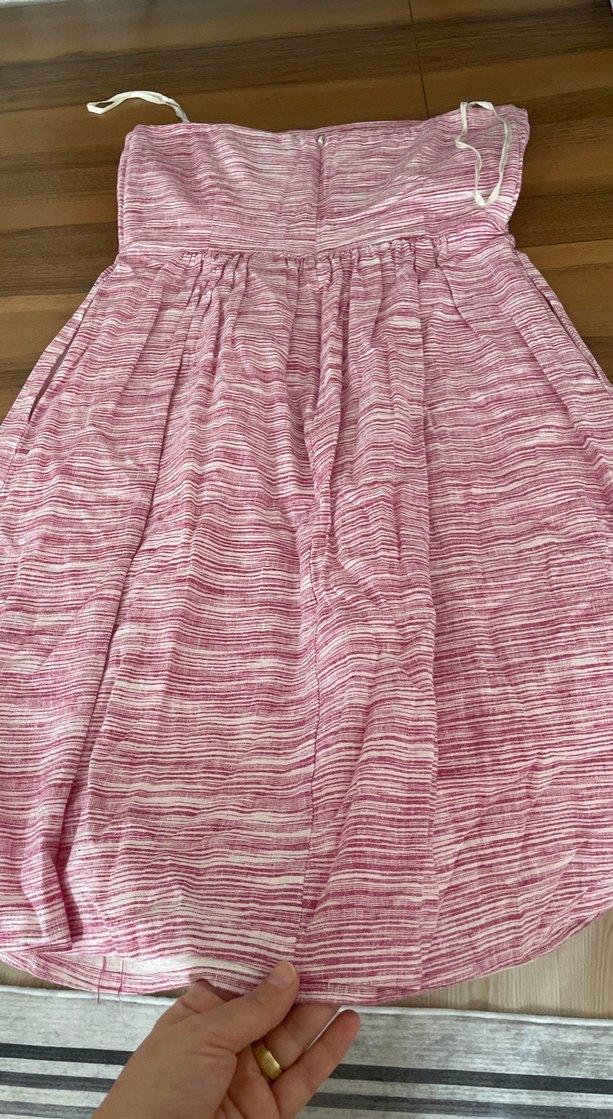 Pembe Straplez Midi Bohem Elbise - Görsel 5