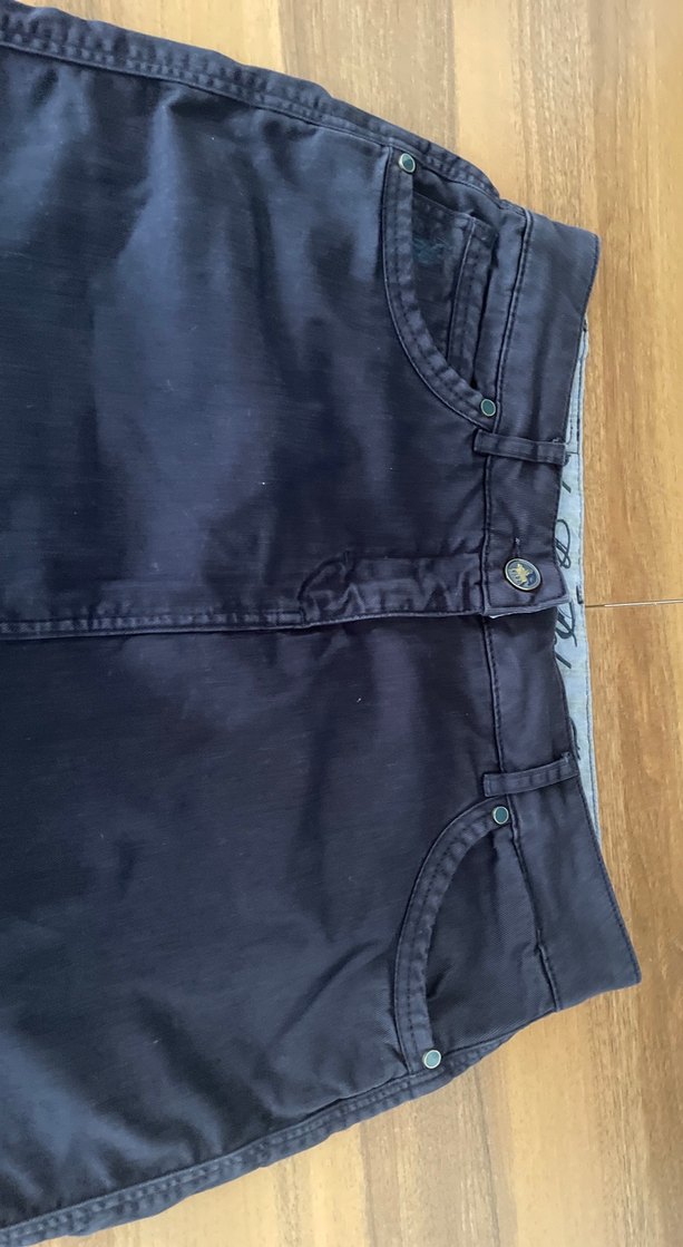 Düğmeli Koyu Kırmızı  Midi Kot Etek - Görsel 2