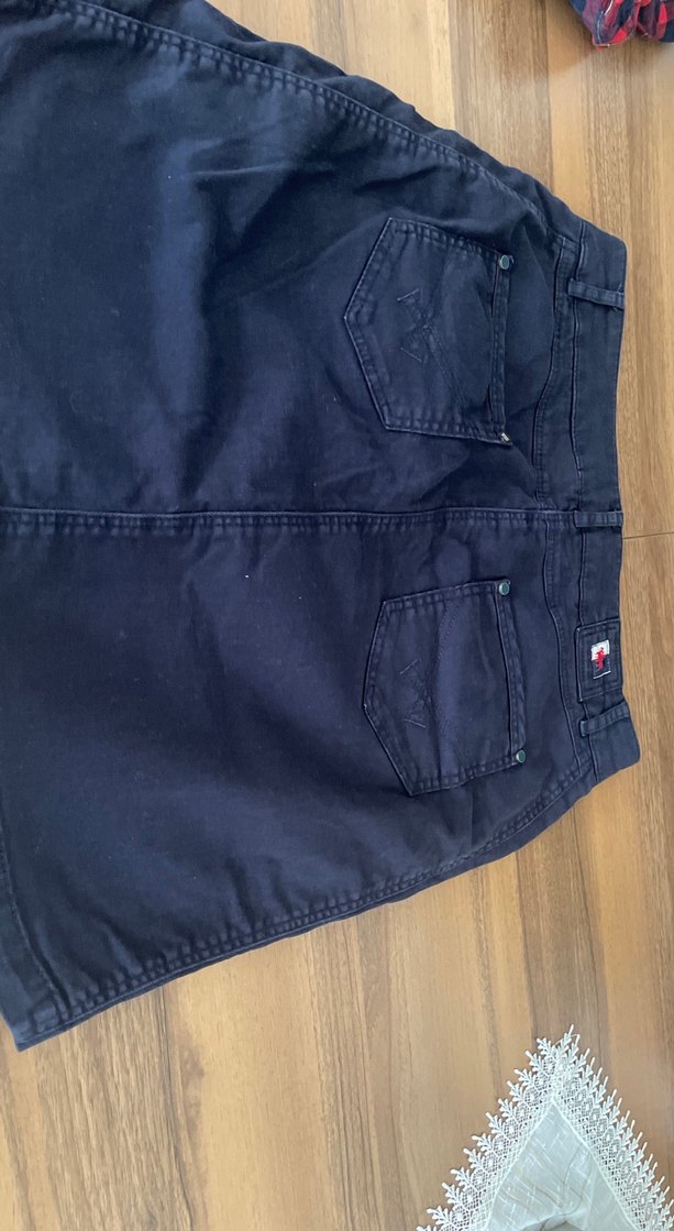 Düğmeli Koyu Kırmızı  Midi Kot Etek - Görsel 4