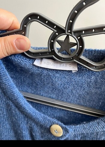 Mavi Düğmeli Midi Kadın Hırka yumos - Görsel 2