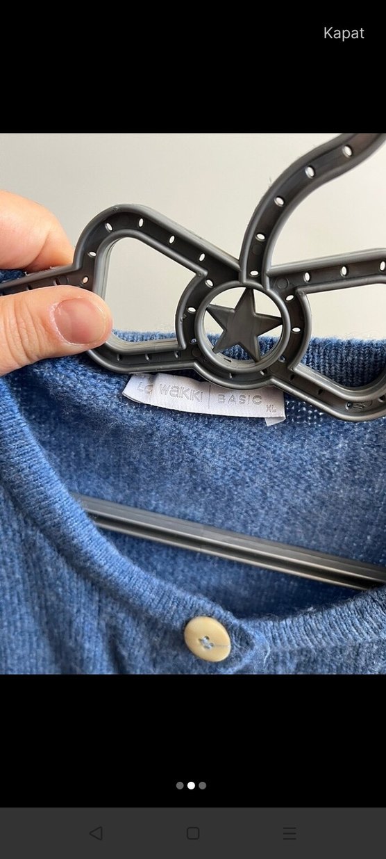 Mavi Düğmeli Midi Kadın Hırka yumos - Görsel 2