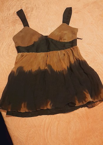 Kahverengi Siyah Bağlama Desenli Midi Büstiyer - Görsel 8