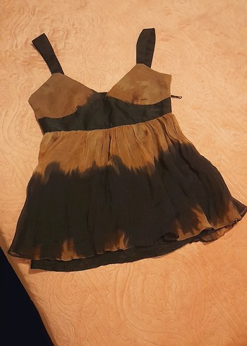 Kahverengi Siyah Bağlama Desenli Midi Büstiyer - Görsel 5