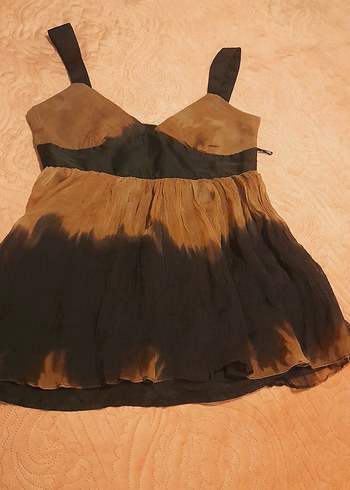 Kahverengi Siyah Bağlama Desenli Midi Büstiyer - Görsel 4