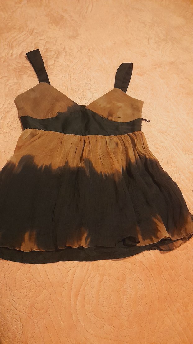 Kahverengi Siyah Bağlama Desenli Midi Büstiyer - Görsel 4