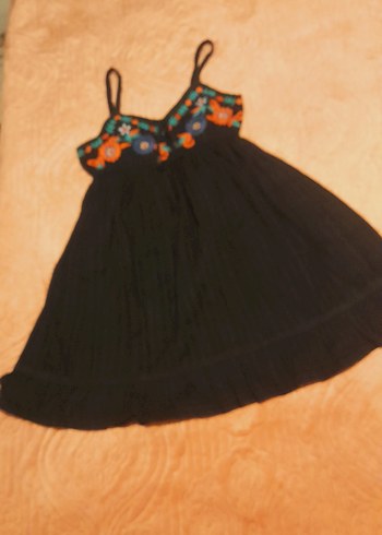 Nakışlı, Fırfırlı, Askılı  mini elbise - Görsel 3