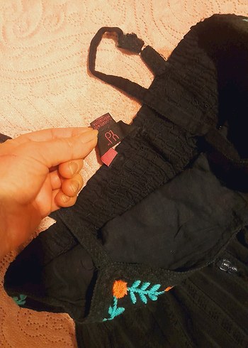 Nakışlı, Fırfırlı, Askılı  mini elbise - Görsel 7