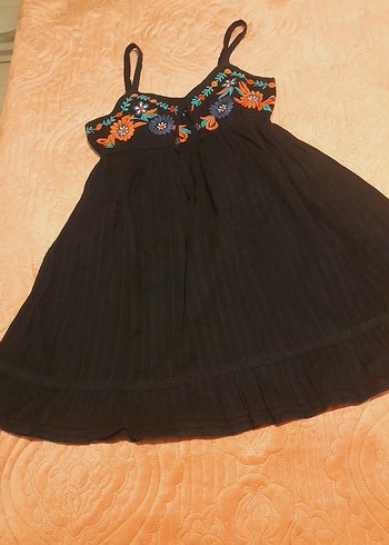 Nakışlı, Fırfırlı, Askılı  mini elbise - Görsel 5