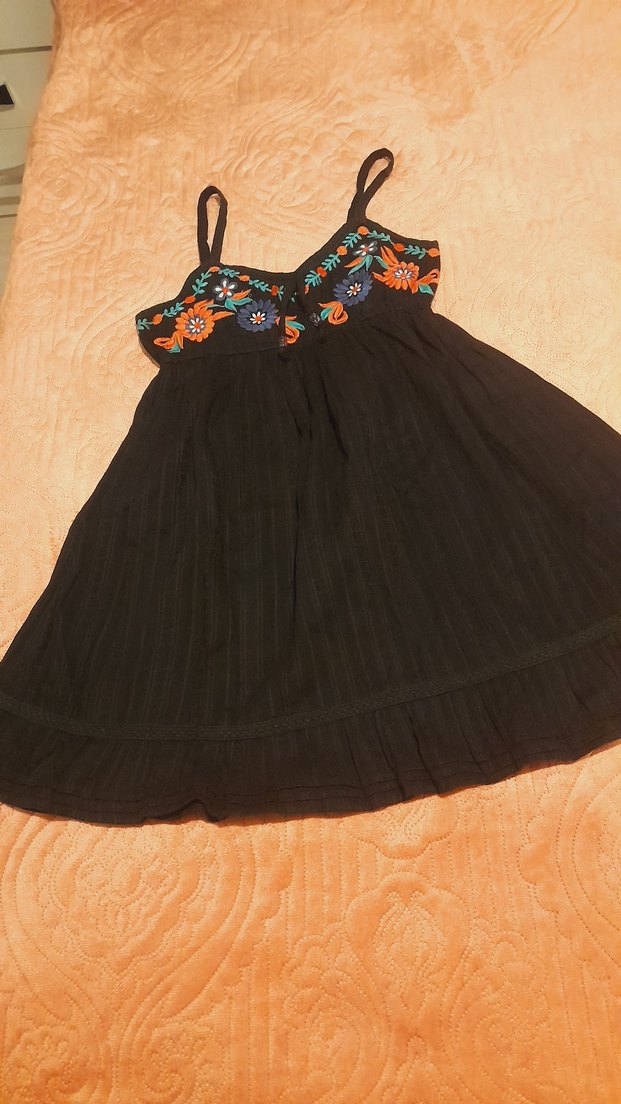 Nakışlı, Fırfırlı, Askılı  mini elbise - Görsel 5