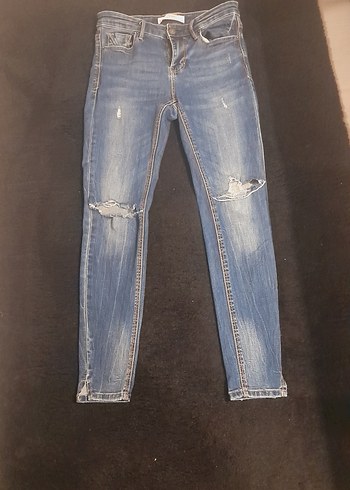 Yırtık Detaylı Kadın Mavi Skinny Jean