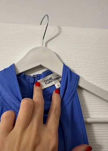 Drapeli Mavi Uzun Kadın Elbise - Görsel 2