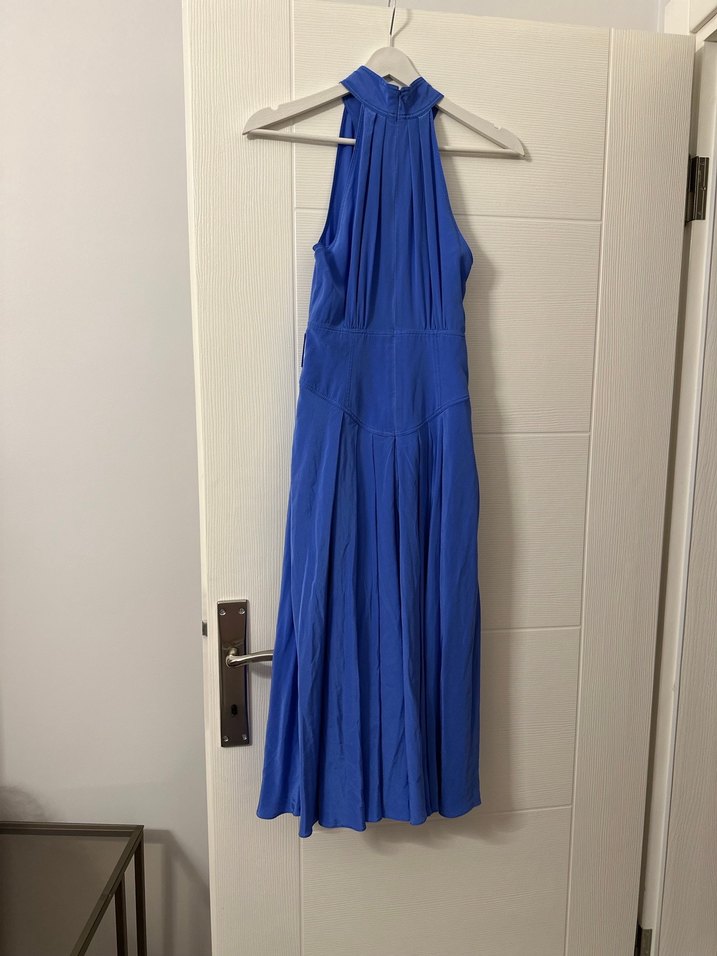 Drapeli Mavi Uzun Kadın Elbise - Görsel 3