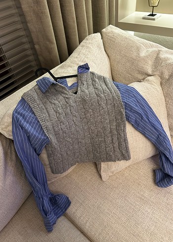 Gri Örgü Kadın Kazak - Görsel 3