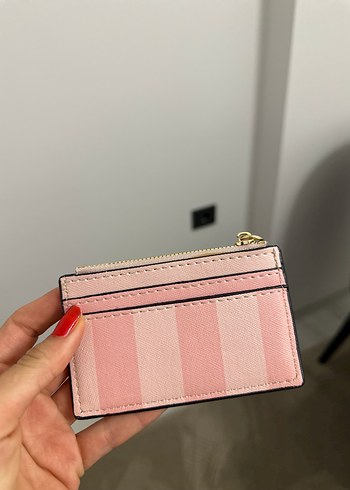 Beden Pastel Pembe Çizgili Deri Kadın Cüzdan