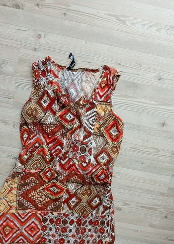 Bohem Desenli Uzun V Yakalı Elbise - Görsel 2