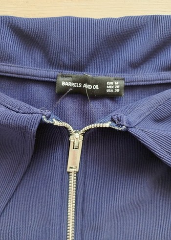 Fermuarlı Lacivert Straplez Mini Bluz - Görsel 2