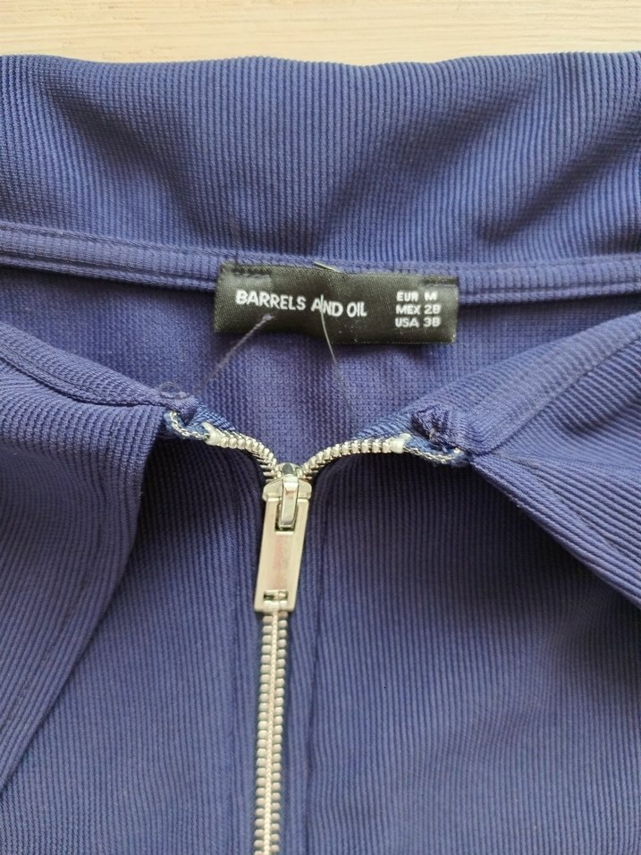 Fermuarlı Lacivert Straplez Mini Bluz - Görsel 2