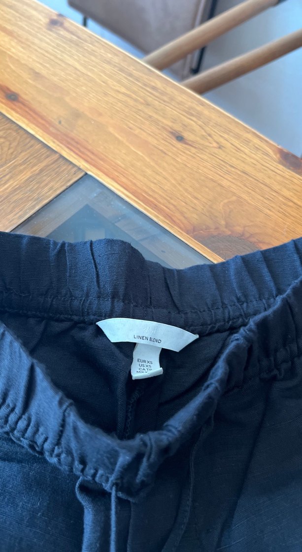 Kadın siyah Rahat Kesim keten Pantolon - Görsel 2