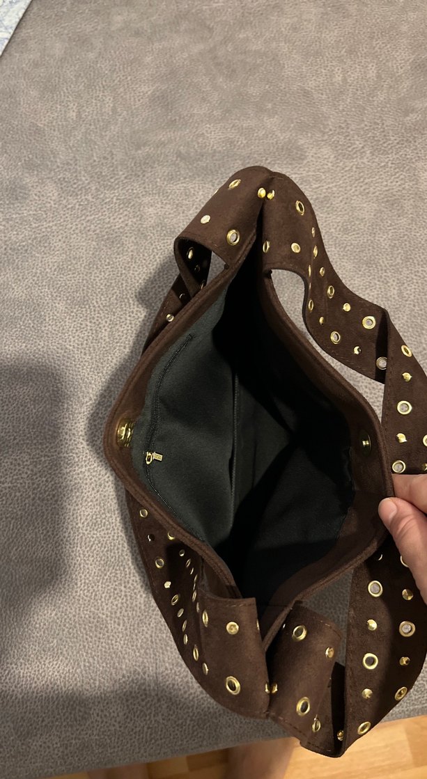 Kahverengi Süet Nakışlı Kadın Çanta - Görsel 2