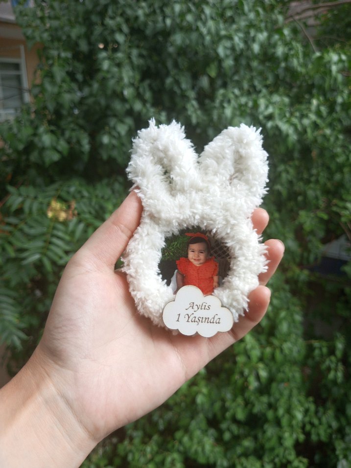 resimli pofuduk tavşan konsept magnet - Görsel 3