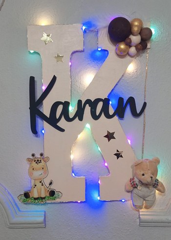 Renkli ışıklı Ahşap Baş Harf Dekor - Görsel 3