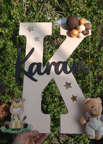 Renkli ışıklı Ahşap Baş Harf Dekor - Görsel 5