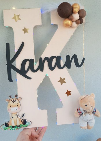 Renkli ışıklı Ahşap Baş Harf Dekor - Görsel 9