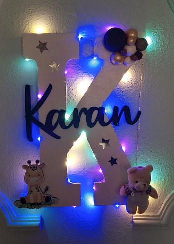 Renkli ışıklı Ahşap Baş Harf Dekor - Görsel 2