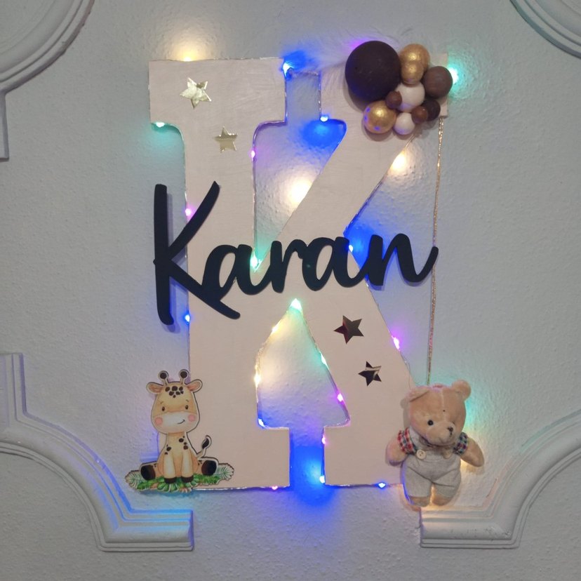 Renkli ışıklı Ahşap Baş Harf Dekor - Görsel 3