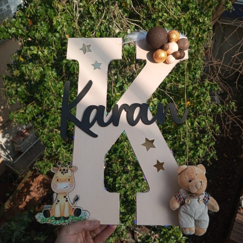 Renkli ışıklı Ahşap Baş Harf Dekor - Görsel 5