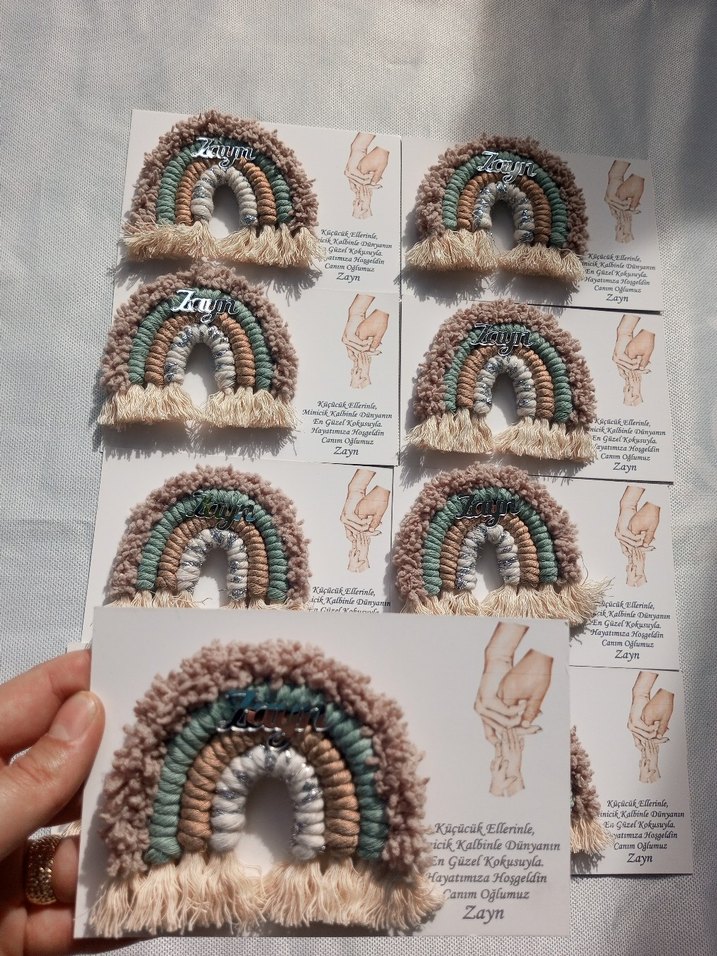 makrome gökkuşağı magnet / anahtarlık/ set - Görsel 4