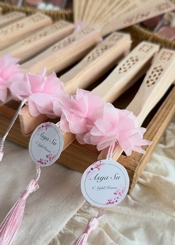 Kırmızı Püsküllü Vintage Düğün Yelpazesi - Görsel 4