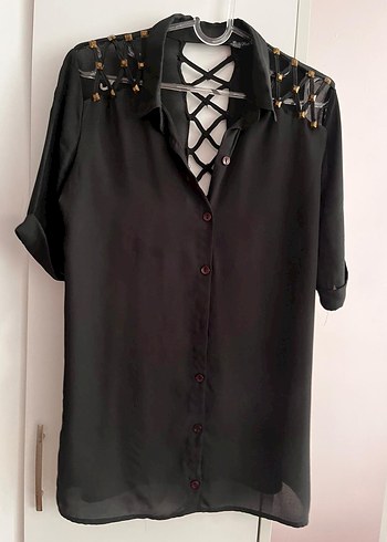 Siyah Düğmeli Gotik Kadın Gömlek