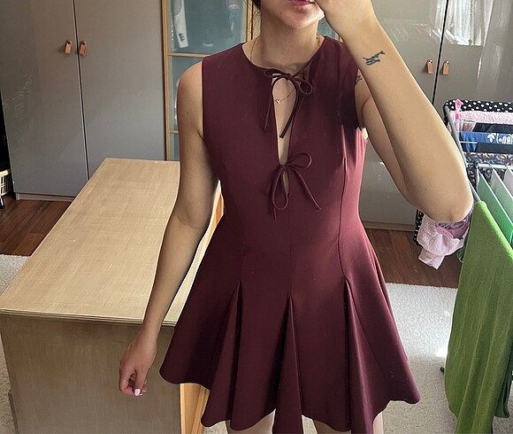 m Beden bordo Renk Zara Elbise