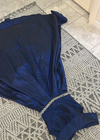 Parlak Lacivert Uzun Abiye Elbise - Görsel 6