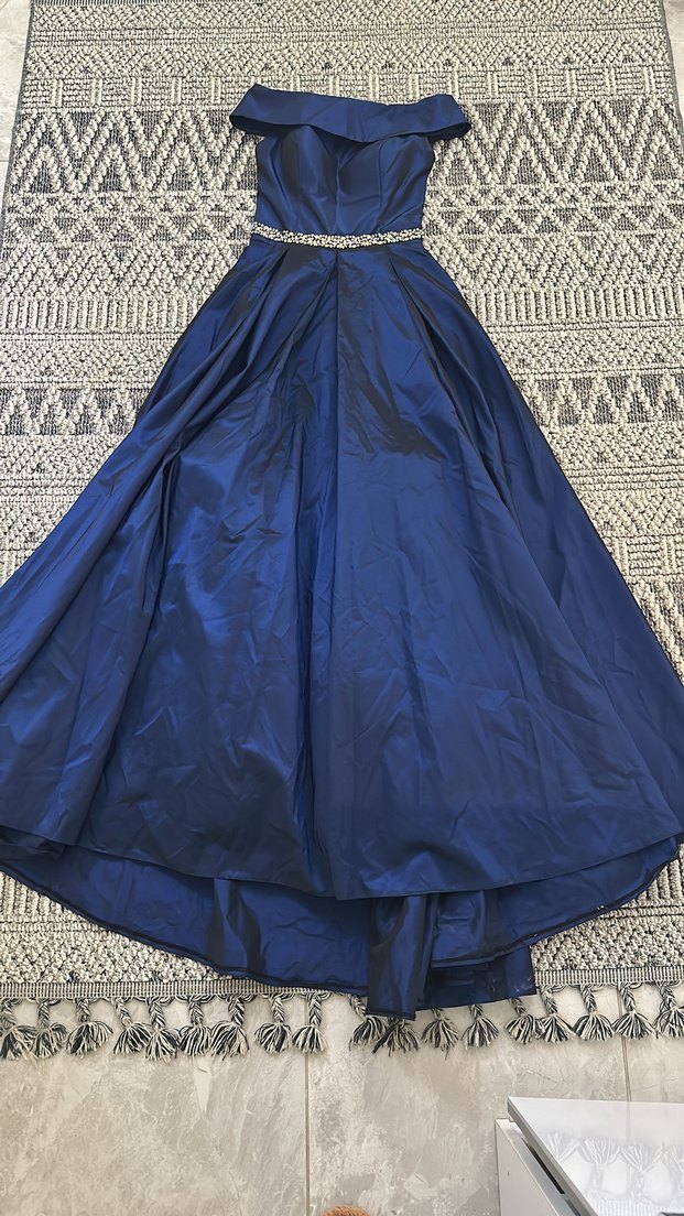 Parlak Lacivert Uzun Abiye Elbise - Görsel 2
