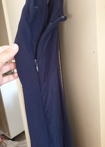 Lacivert Uzun Askılı Kadın Elbise - Görsel 3