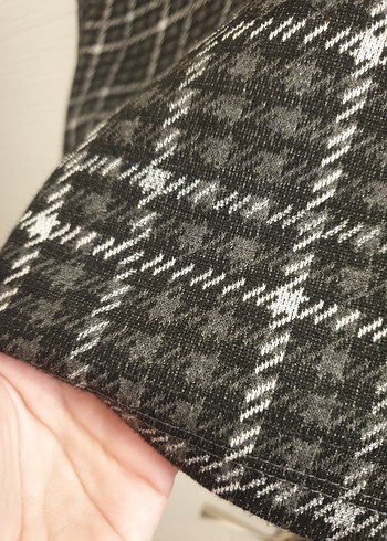 Gri Ekose Desenli Midi etek - Görsel 2