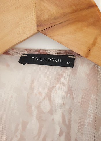 pudra Desenli Uzun Kollu Drapeli vatkalı esnek Elbise - Görsel 2