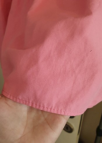 Pembe Drapeli Keten Midi Bluz - Görsel 3