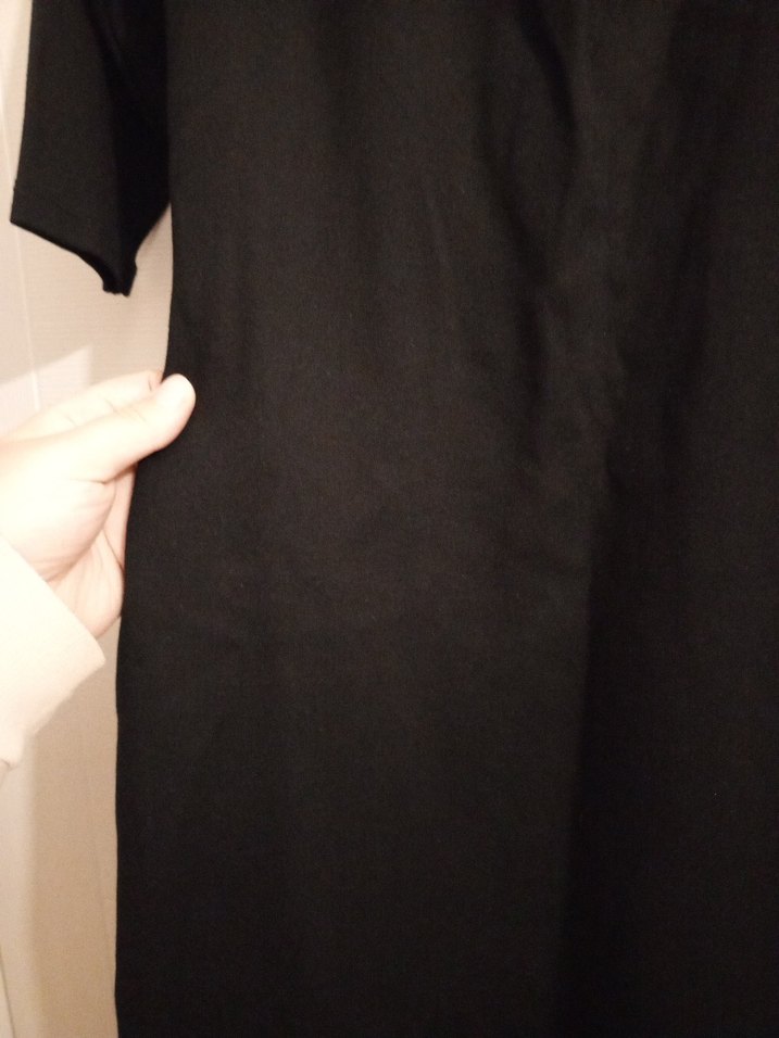 Siyah V Yakalı Midi Kadın Elbise - Görsel 3