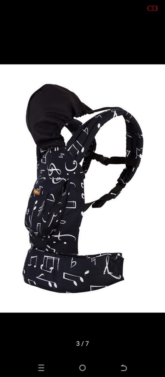 Siyah Nota Desenli Bebek Kanguru - Görsel 3