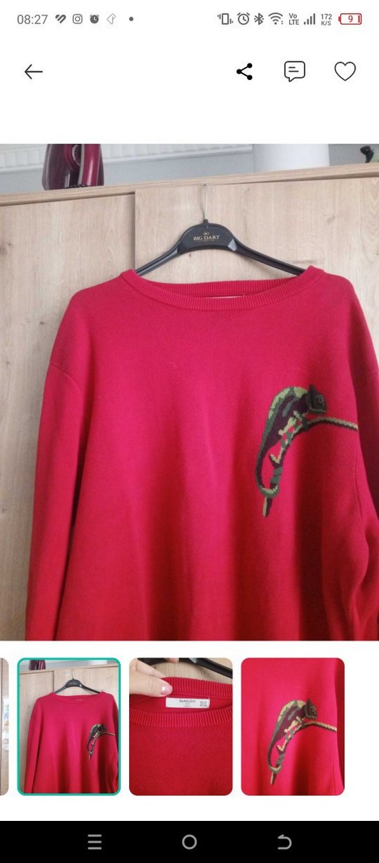 Mango Man Kırmızı Oversize Kazak — görsel 2/5
