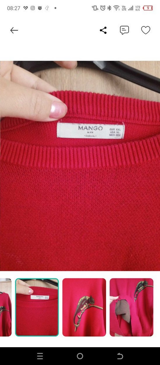 Mango Man Kırmızı Oversize Kazak — görsel 4/5